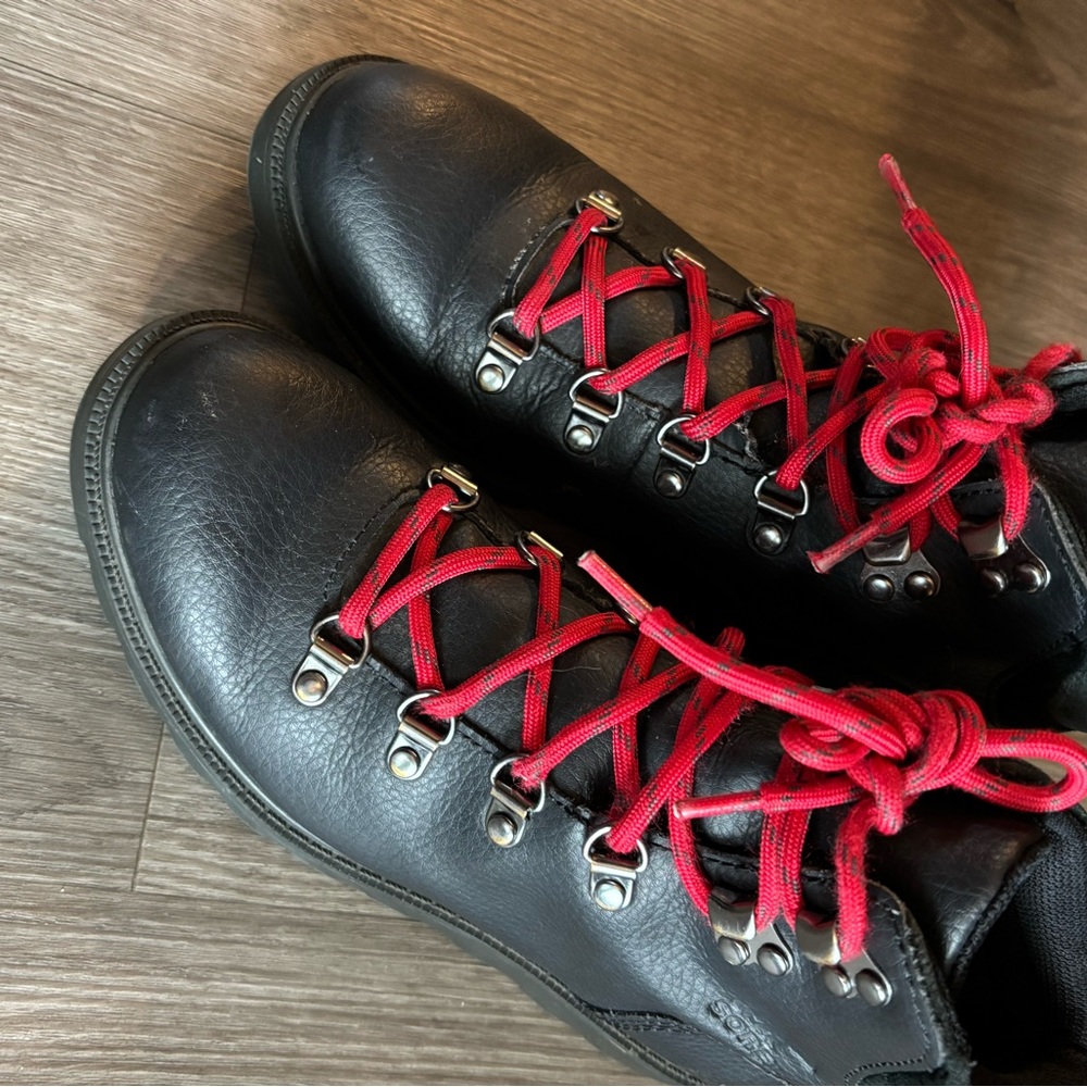 Sorel Black and Red Lace-Up Boots